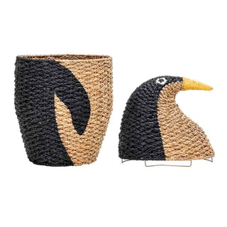 Penguin Wicker Toy Basket Bloomingville