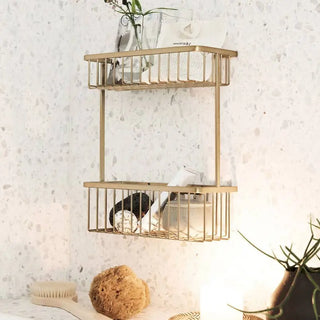 2 TIER Brass Basket for Bathroom House Doctor