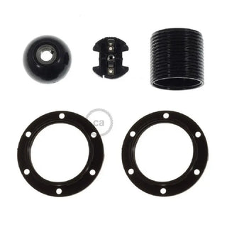 Black E27 Bakelite Lampholder Kit with Rings for Lampshade LovelyNord