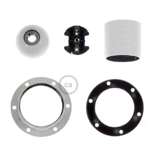 White E27 Bakelite Lampholder Kit with Rings for Lampshade LovelyNord