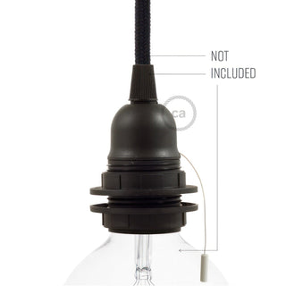 Thermoplastic bulb socket E27 with rings and cord, black LovelyNord