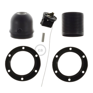 Thermoplastic bulb socket E27 with rings and cord, black LovelyNord