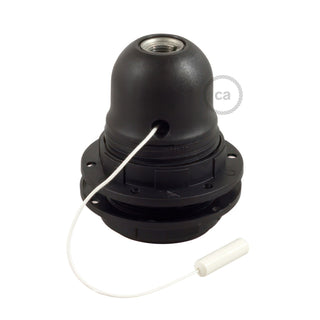Thermoplastic bulb socket E27 with rings and cord, black LovelyNord
