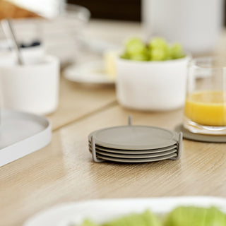 Placemat set SINGLES grey-brown, ø10 cm Zone Denmark