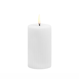 LED candle Pillar Grooved H15, white UYUNI Lighting
