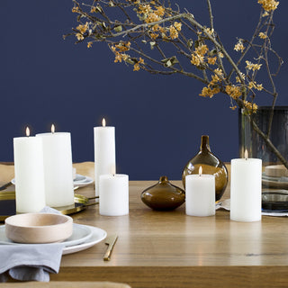 LED Candle Pillar Melted H7.5, White UYUNI Lighting