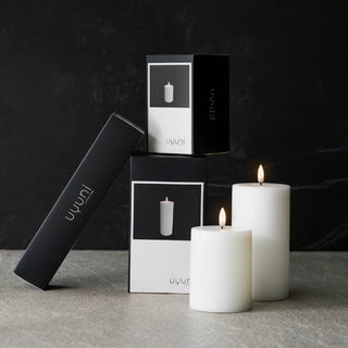 LED candle Pillar Melted H4.5, white UYUNI Lighting